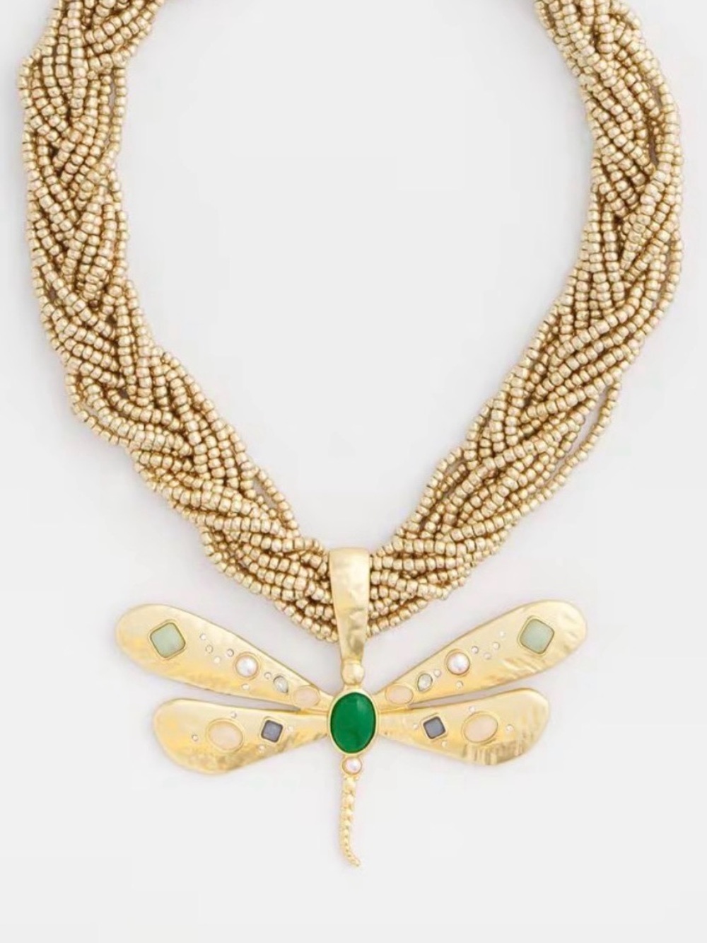 NWT ⚜️ 💚⚜️ Natasha gold Toned Dragonfly Pendant Statement Necklace